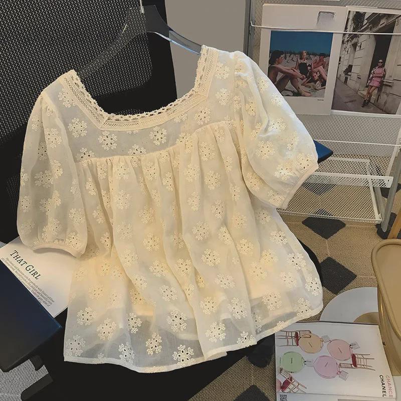 French Temperament Puff Sleeve Summer Shirt - Fashionable Age-Reducing Design for Women