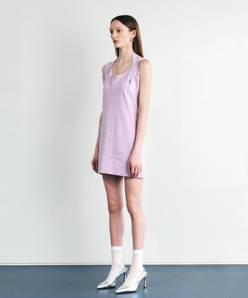 Sillot Twist Neck Sleeveless Mini Dress (Pale Purple)