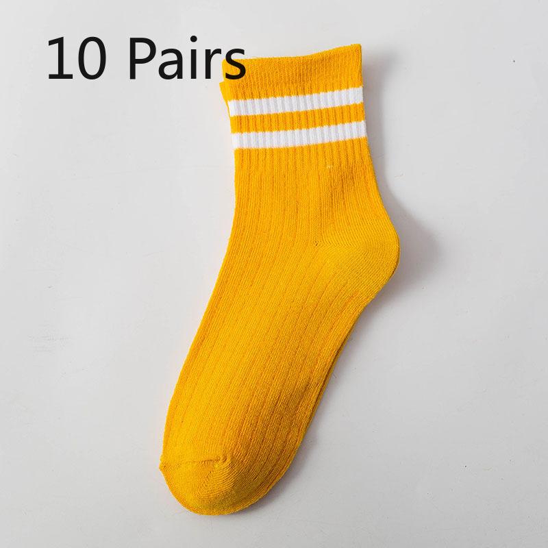 10 Pairs of Female Autumn and Winter Parallel Bars Sports College Wind Suction Sweat Breathable Tube Socks