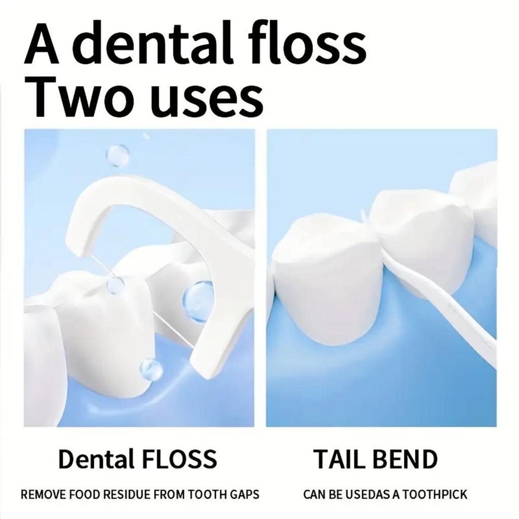 Disposable Plastic Toothpick Dental Floss, High Tensile And Smooth Dental Floss Stick, Portable Dental Floss Box, 50 Pack