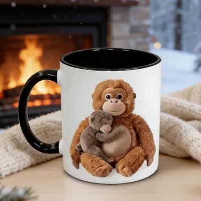 Cute Coffee Cup Protect Punch The Monkey Ceramic Mugs 350ml Inspirational Little Monkey Tea Mug Unique Motivational Gift Animal Lovers