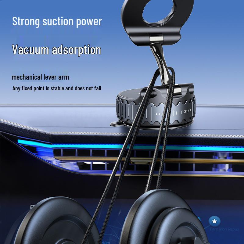 MagSafe Car Phone Holder with Metal Rod, Rotating, Folding, Anti-Shake Vacuum Suction Cup.