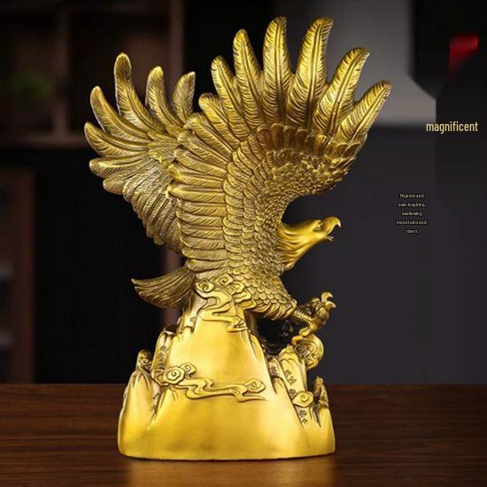 Majestic Brass Eagle Ornament - Tong Rui Xiang Great Peng Spreading Wings Copper Decoration
