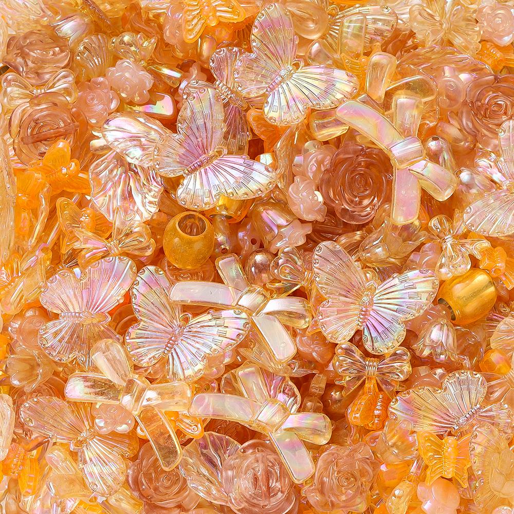 30g Colorful Mixed Butterfly Shell Acrylic Bead Loose Spacer Beads for DIY Necklace Bracelets Jewelry Making Accessories