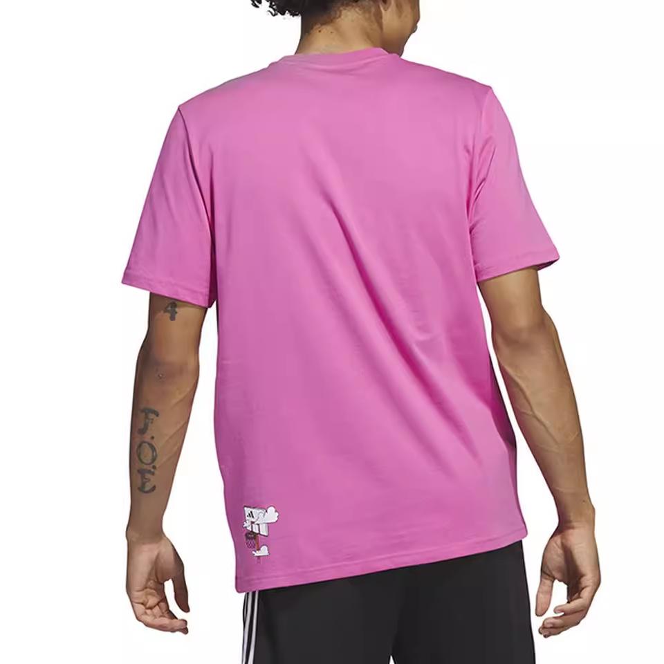 Adidas Cartoon Balloon Print Sports Short Sleeve T-Shirt Men Tops Pink IC1865
