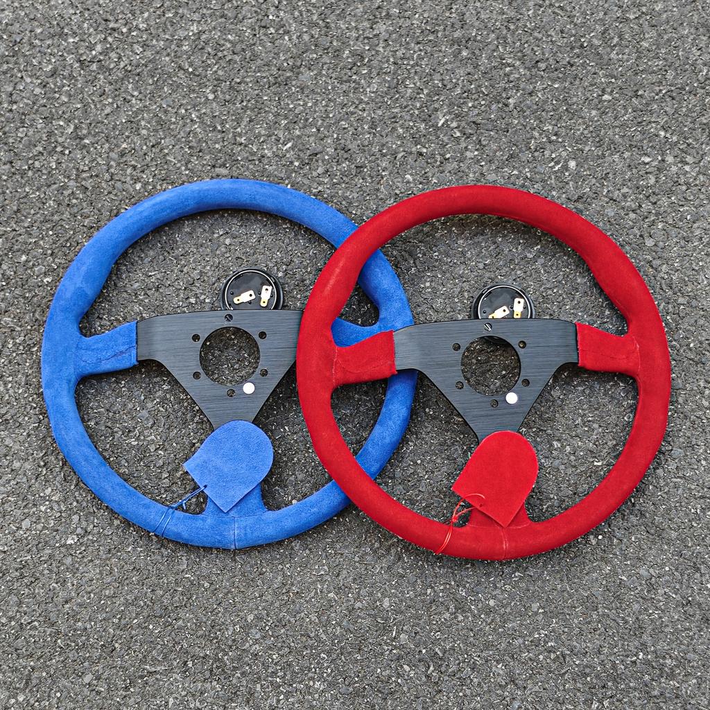 JDM 14Inch 350mm Car Rally Sports Steering Wheel Red/Blue Suede Leather Racing Steering Wheels