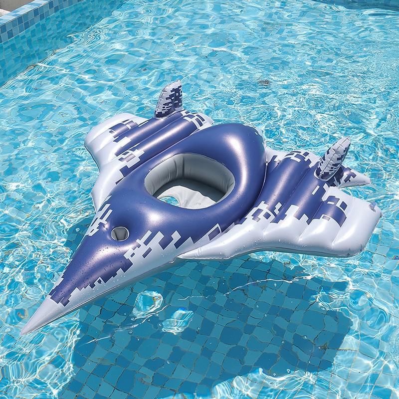 Summer Cartoon Airplane Baby Swim Ring with Handle - Anti-Rollover Design