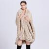 Women's Imitation Rex Rabbit Fur Collar Shawl Cape - Large Size, Knitted Loose Fit Cardigan for Autumn and Winter