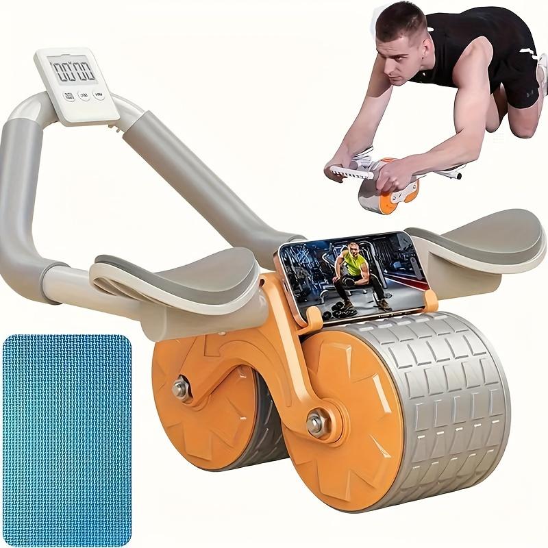 With Roller Set and Digital Timer, Non-slip Foam Handle, Automatic Rebound, Sweat-proof Elbow Pads, Durable Exercise Wheel, Suitable for