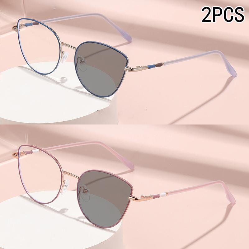 

2 ШТ. Модная кошачья оправа для очков, фотохромная, меняющая цвет, универсальная, высококлассная, с защитой от синего света, для улицы, для близорукости 9793 -2.25