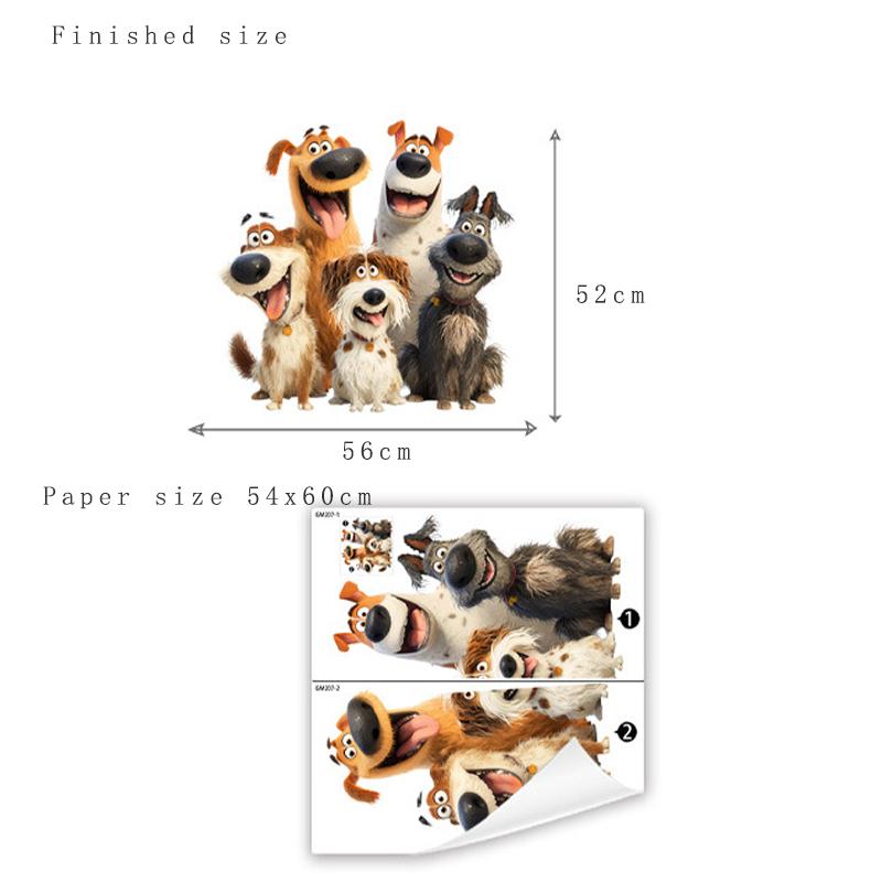 

Cute Dog Self Adhesive Wall Sticker for Living Room Sofa Background Bedroom Study Home Decor 54x60cm разноцветный