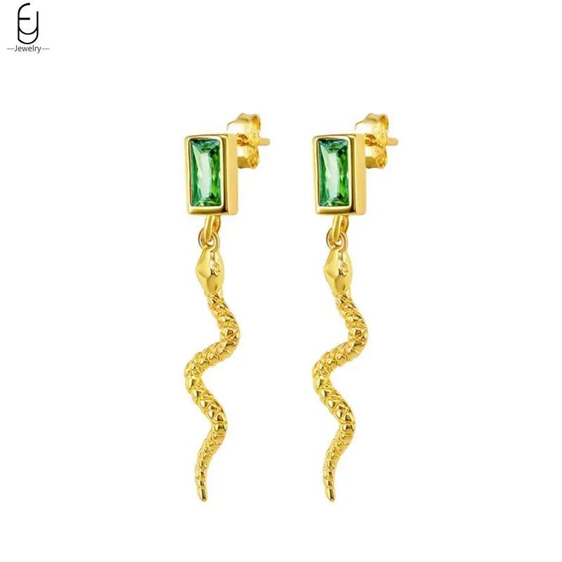 925 Silver Needle Vintage Snake Earrings Women Gold Round Ear Clips Punk Style Fashion Hoop Earrings Women Jewelry