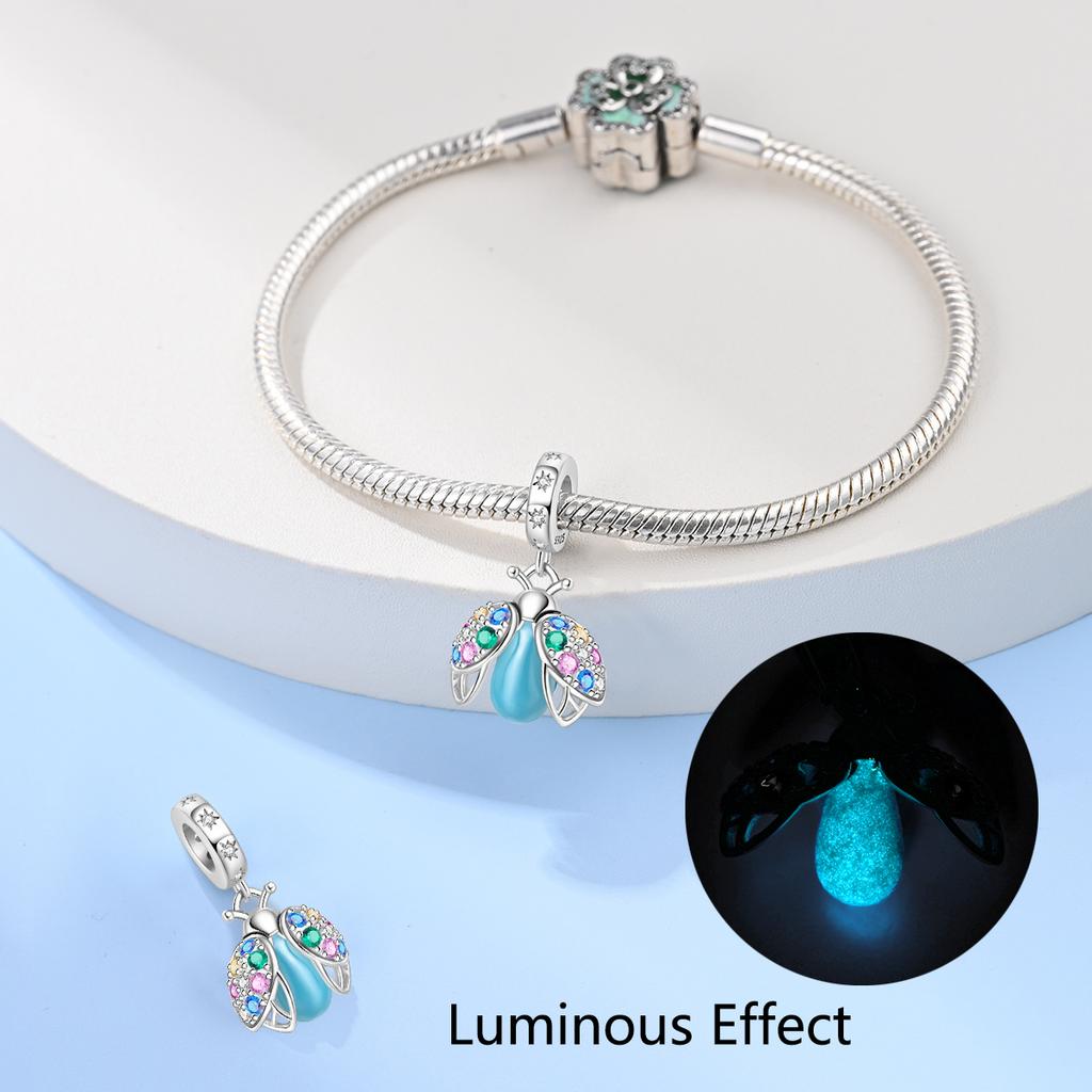 Copper Luminous Charm Green Firefly Chameleon Dragon Balls Suitable For Original Bracelet Diy Gifts Beautiful Jewelry