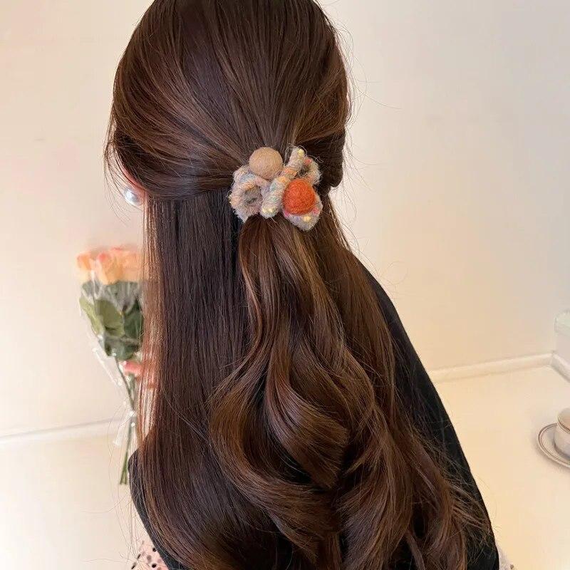 Trendy Plush Telephone Wire Elastic Hair Bands Scrunchies Sweet Colorful Hair Ropes Rubber Bands For Women Hair Accessories Gift