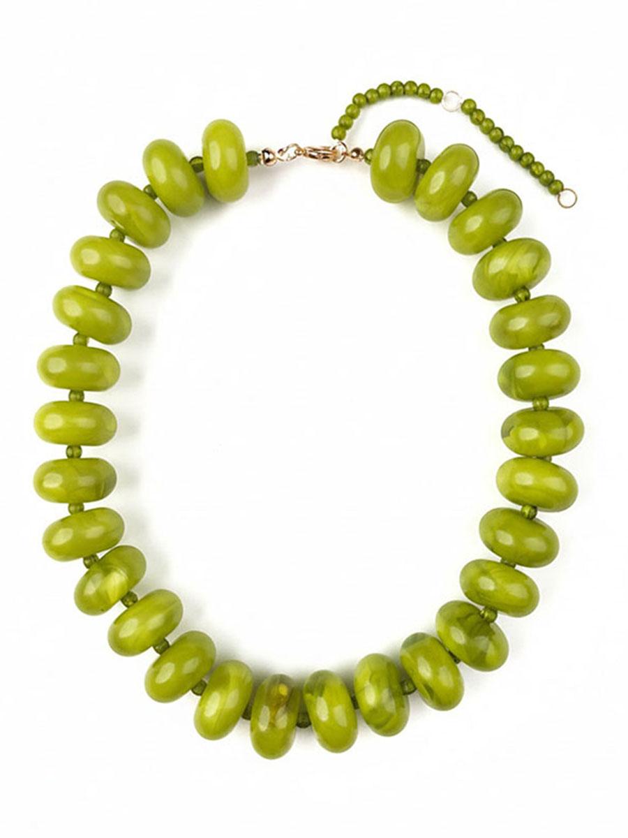 

Bohemian Fashion Casual Dopamine Resin Bead Necklace Charms Chunky Jewelry Suitable Women Daily Vacation Wear Women Accessories оливковий колір