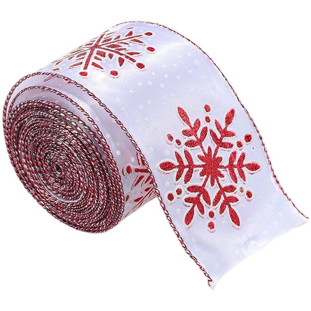 Snowflake Pattern Ribbon Christmas Ribbon Holiday Decor Enhancer Intricate Snowflake Designs Bow Making Materials Home 6.3cm*2m