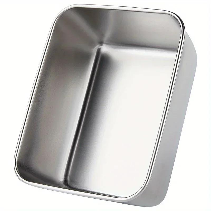Stainless Steel Food Storage Serving Trays Rectangle Sausage Noodles Fruit Dish with Cover Home Kitchen Organizers FoodContainer