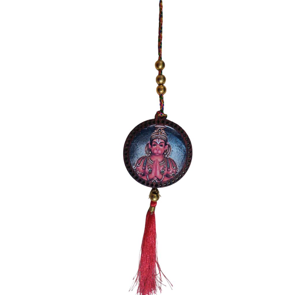@ Indian Traditional Wooden Hanuman Ji Car Hanging With Red Thread Tassel UKR816_60%OFF
