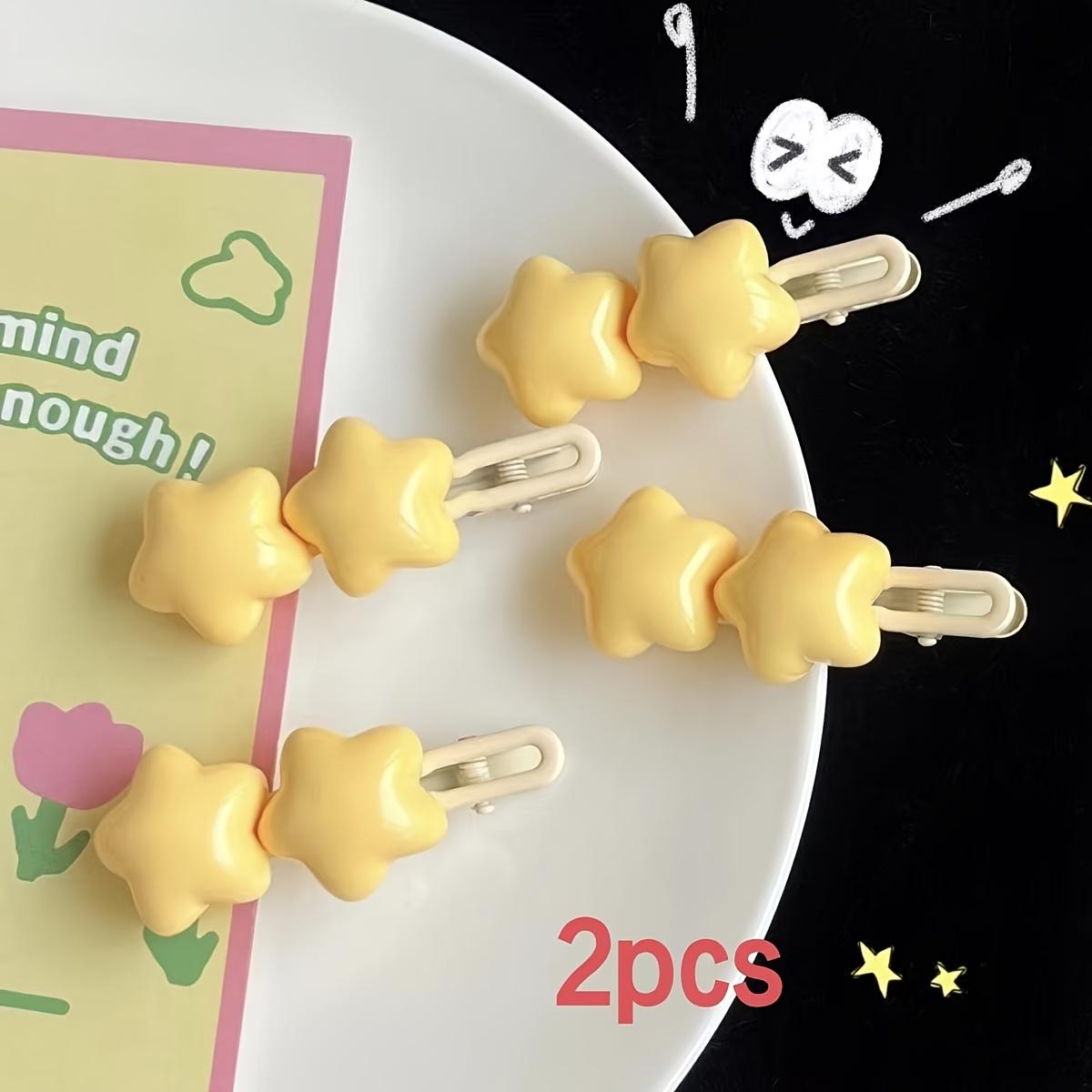

Star Hair Clip, Cream Yellow Five-Pointed Star Side Clip, Ins Soft Cute Heart Side Clip, Bangs Hair Accessory 2pcs