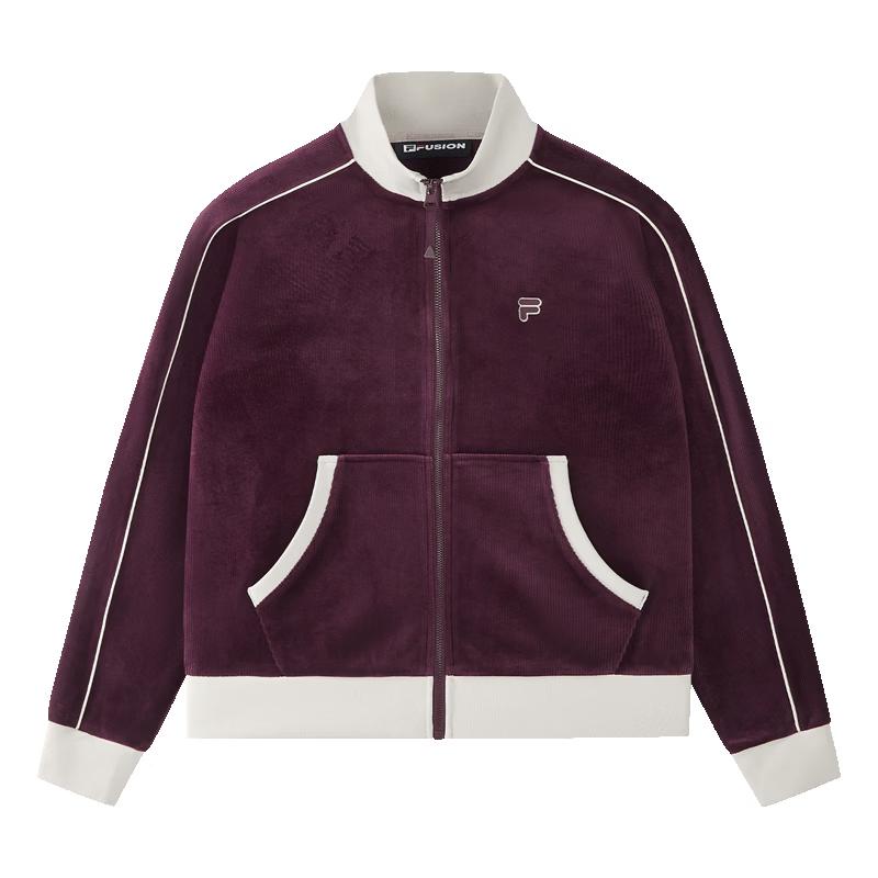 FILA FUSION Color-Block Stand Collar Knitted Jacket M