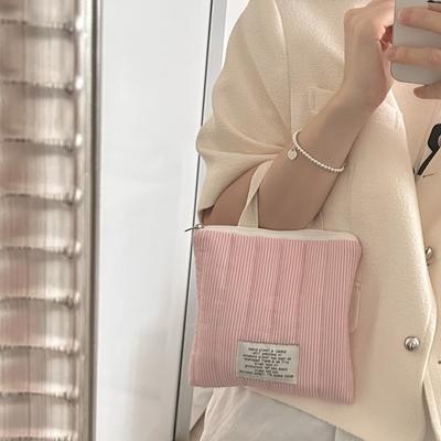 New Striped Handheld Mobile Phone Bag Small Handheld Style Sanitary Napkin Handbag Cotton Key Sanitary Pad Pouch Women