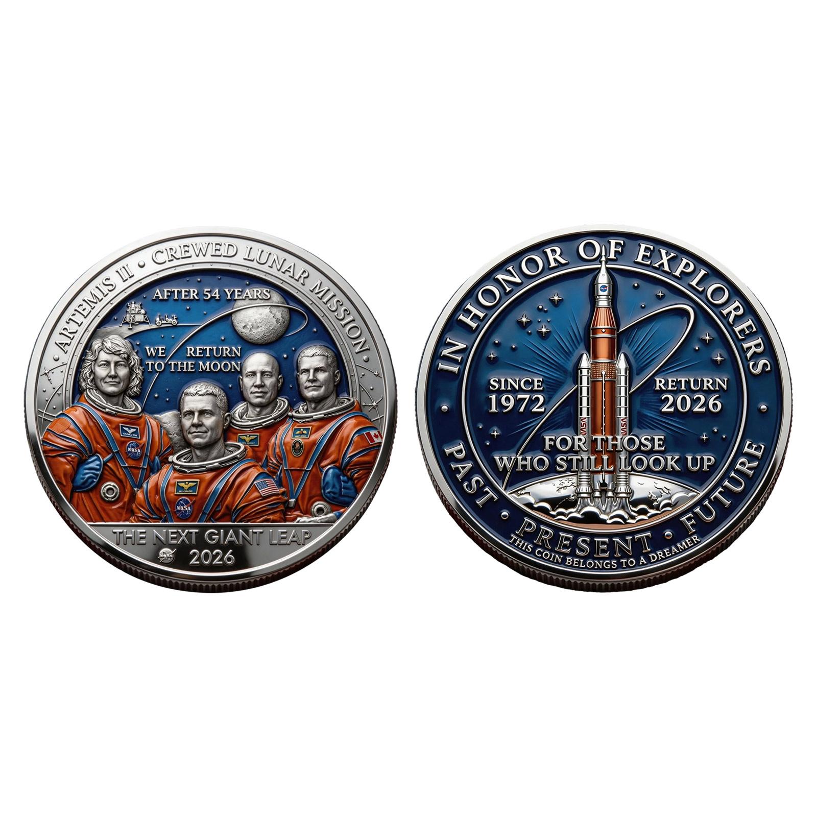 

Lunar Commemorative Coin — Lunar Exploration: Achievements — Space Exploration Collectible Coin — Souvenir For Astronomy Enthusiasts One Size