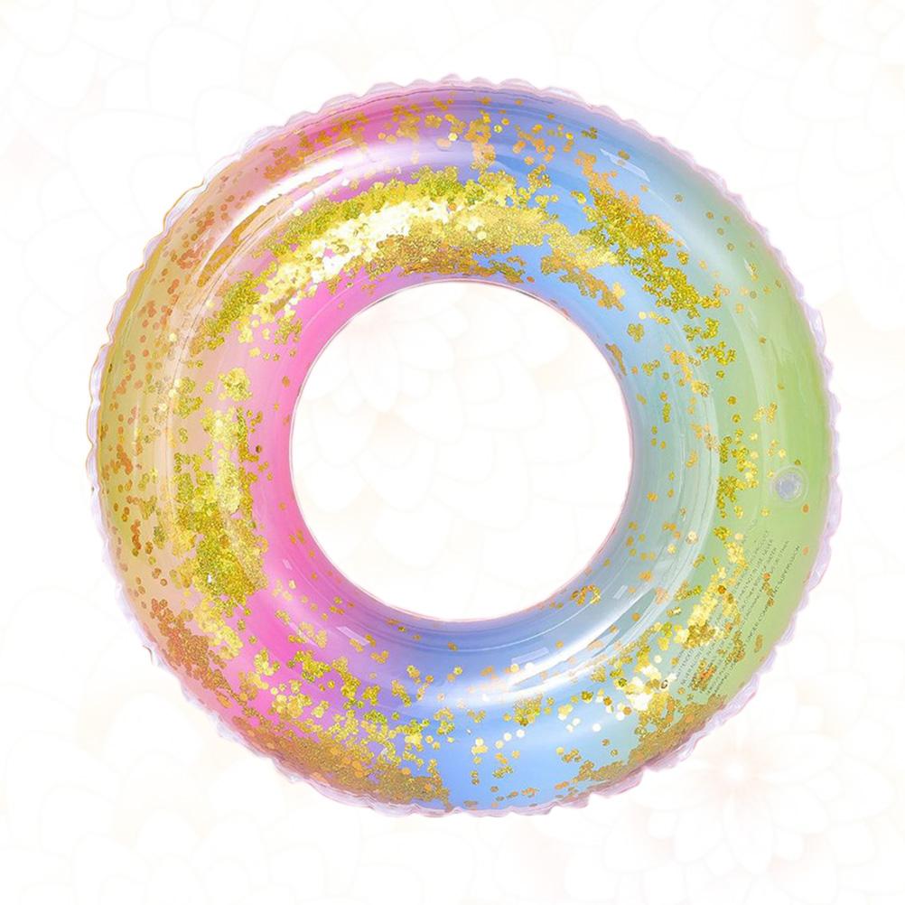 Swimming Ring Sequins Rainbow Color Pool Float Ring Thickened Translucent Water Tube Raft For Indoor Pool Parties Entertainment