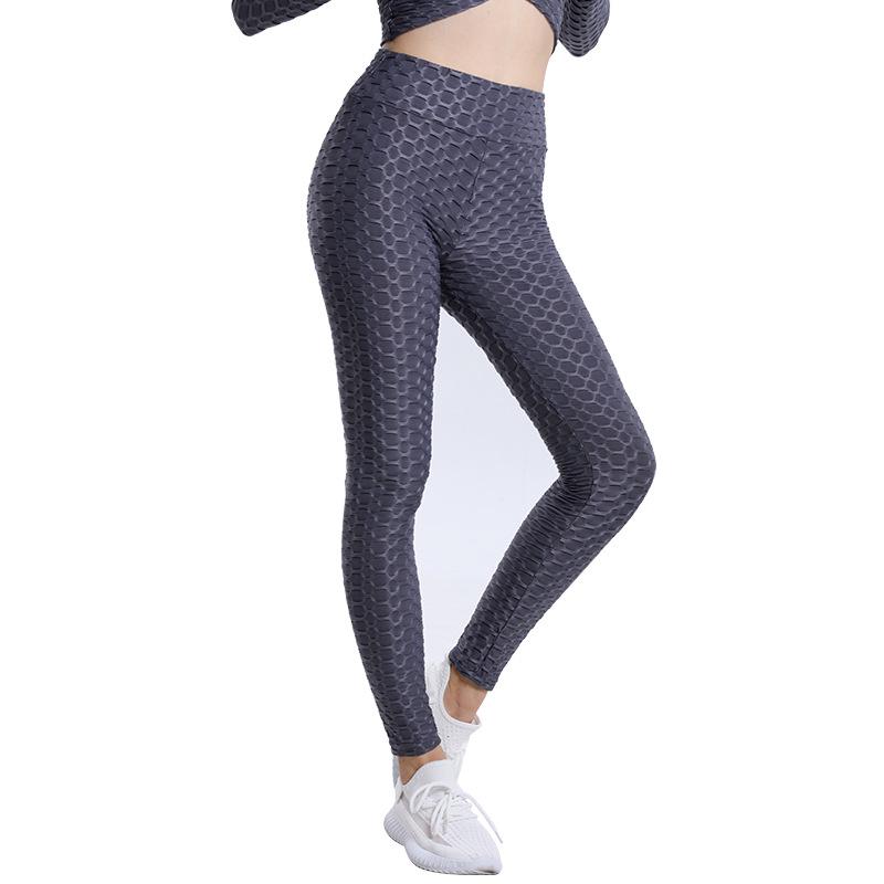 European & American Jacquard High Elastic Yoga Pants - Solid Color, High Waist, Hip Lifting Leggings for Women's Fitness