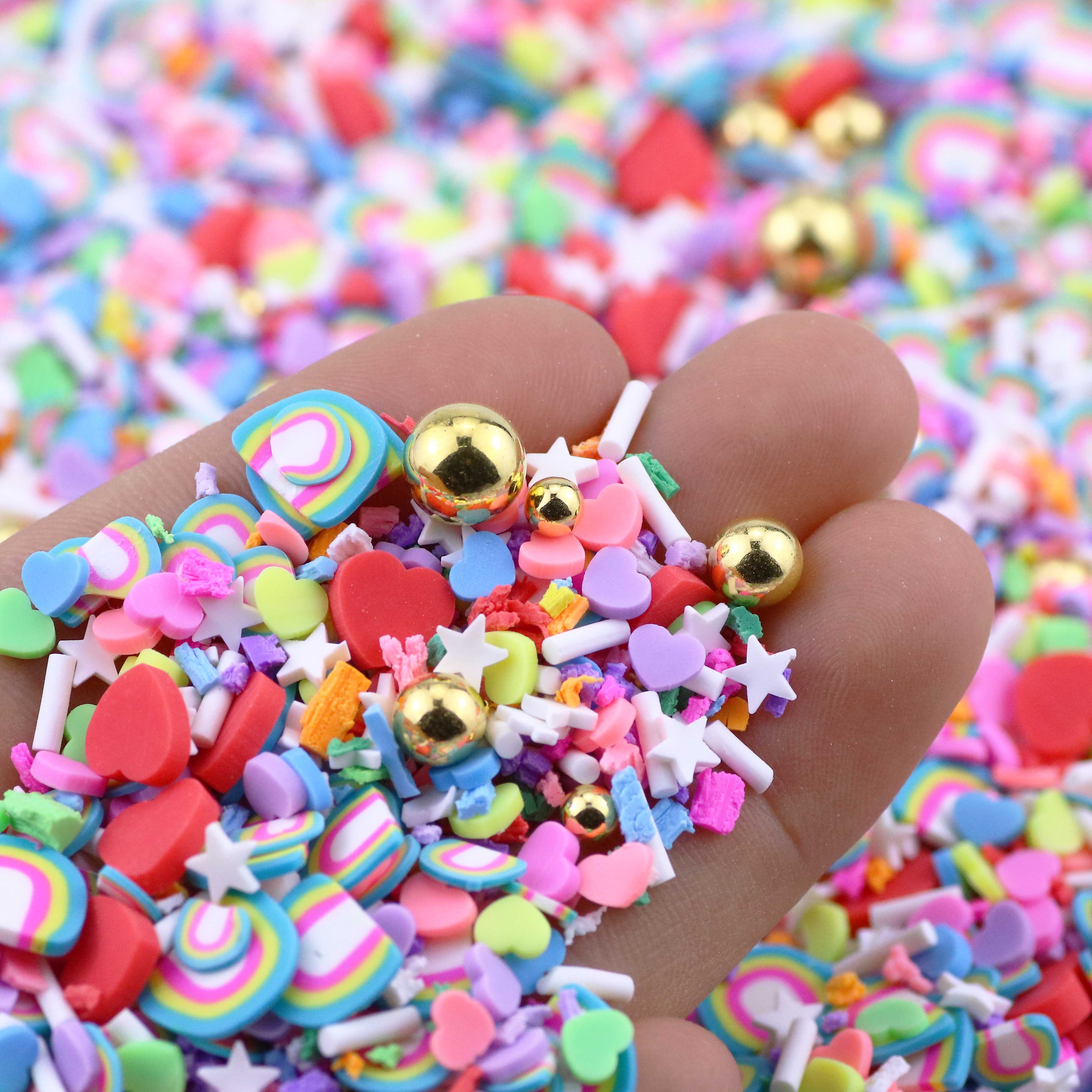 1KG Hengxin Valentine s Day Polymer Clay Red Heart Rainbow Mix Clay Sprinkles Slices for Slime Craft Decorate Nail Art 1kg/bag