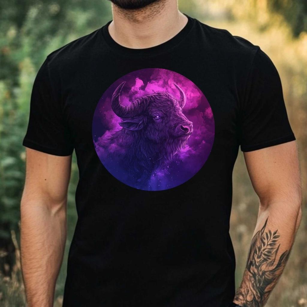 T-Shirt Herren Lila Minotaurus Motiv Baumwolle Größe XS bis 5XL