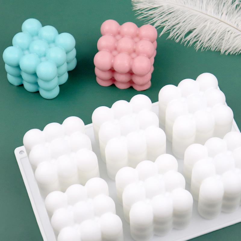 6 One-piece Large Bubble Ball Candle Silicone Mold DIY Handmade Soap Gypsum Resin Crafts Mould Cake Ice Cube Baking Supplies