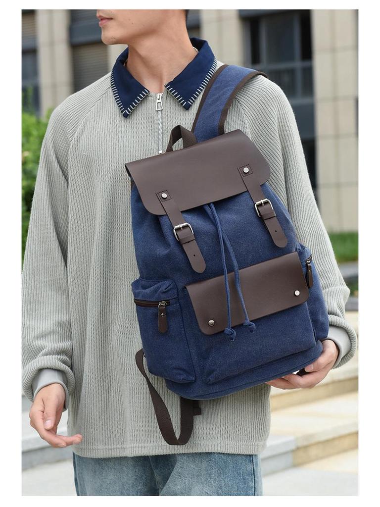 Retro Canvas Drawstring Backpack for Men & Women – Large Capacity, Versatile Travel & Laptop Bag