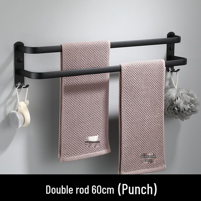 Schwarzer Weltraum-Aluminium Einzel-Handtuchhalter und -ständer zum Aufhängen von Handtüchern im Badezimmer