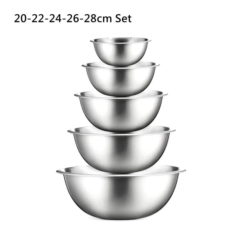 

9 размеров 16-32 см 304 нержавеющая сталь миски набор для смешивания для кухни ресторана ужин суп салатник еда овощной контейнер