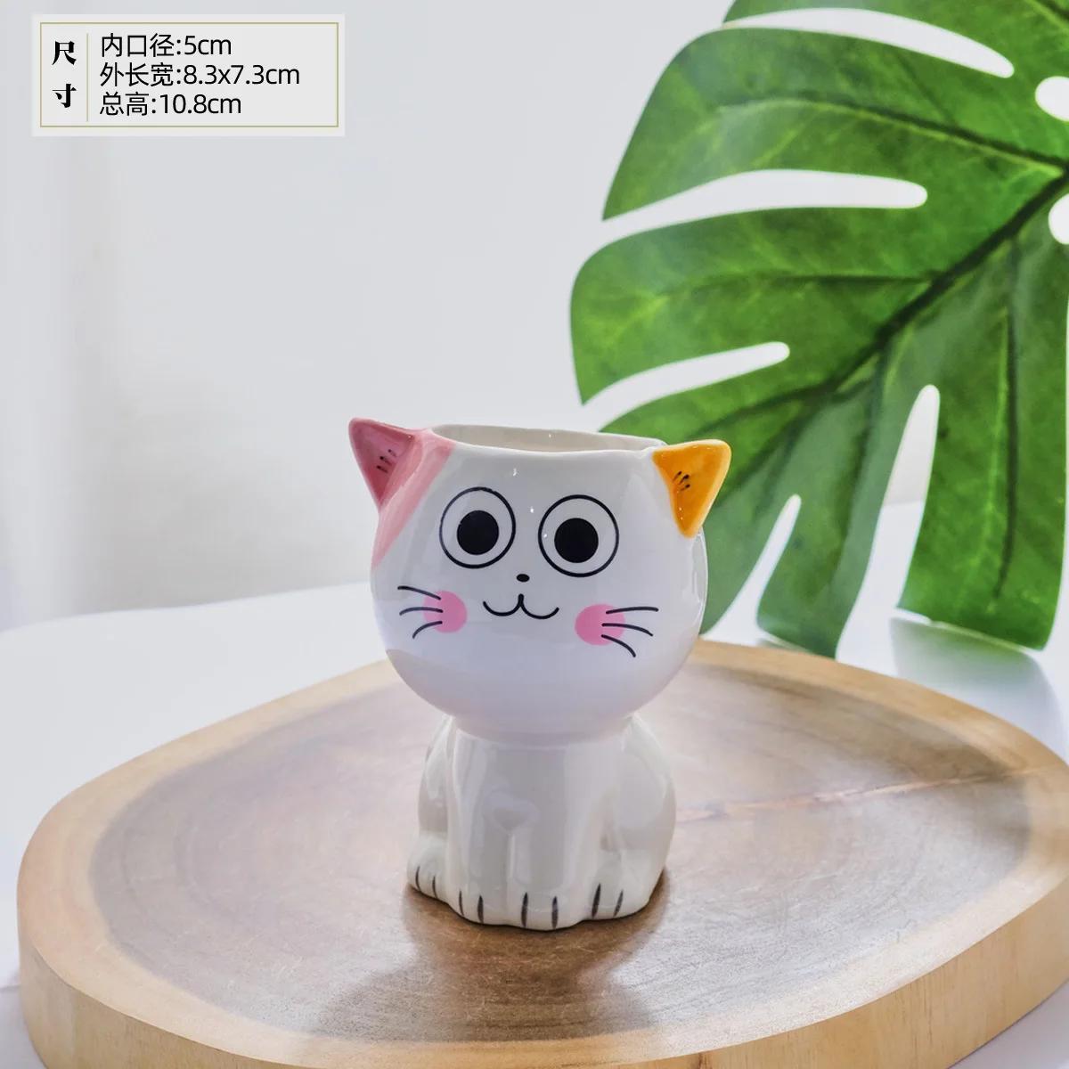 

Творческий мини-мультяшный кот, милый цветочный горшок, керамический горшок для суккулентов, сделай сам, детские игрушки, научное образование, школьный подарок