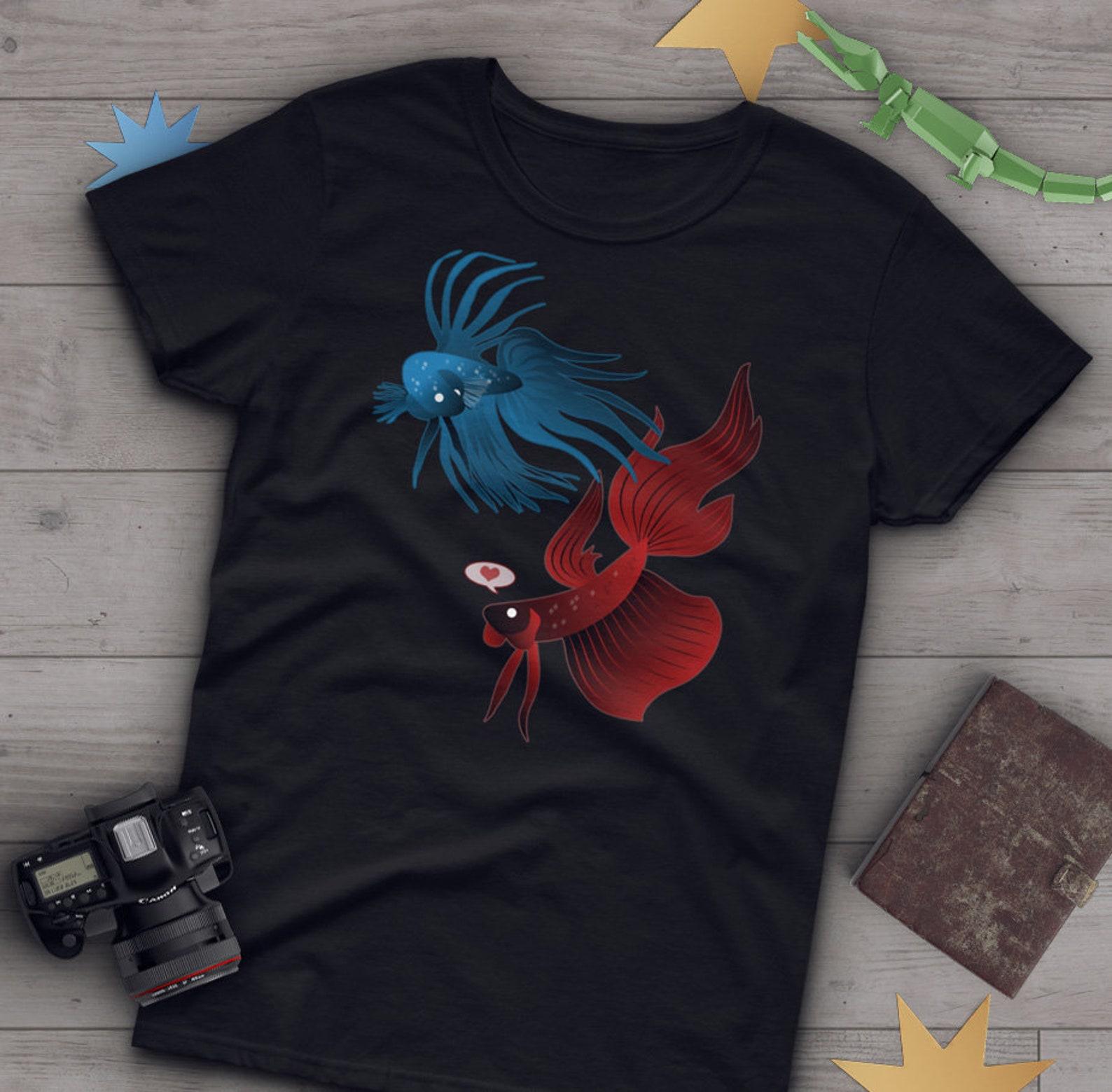 Betta Fish Shirt,  , Betta Lover Gift, Cute Siamese Fighting Fish T-shirt, Fish Lover TShirt, Pet Graphic Tee, Navy, Pink, Blue Top 150