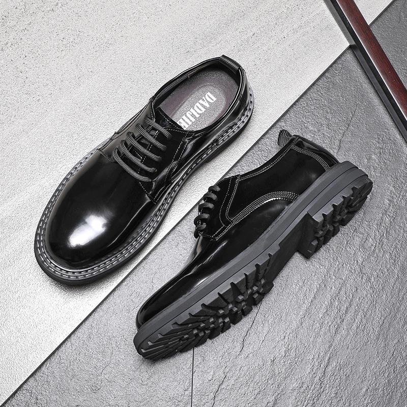 Fashion Lacquer Leather Men's Shoes Fashionable Minimalist Design Style Outdoor Leisure Business Party Wedding Dress Adult Black Shoes