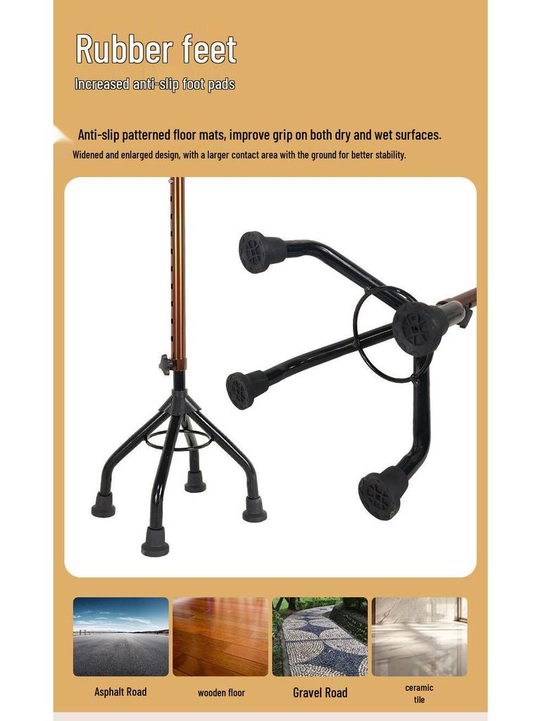 Adjustable Multi-Leg Anti-Slip Cane with LED Light for Seniors