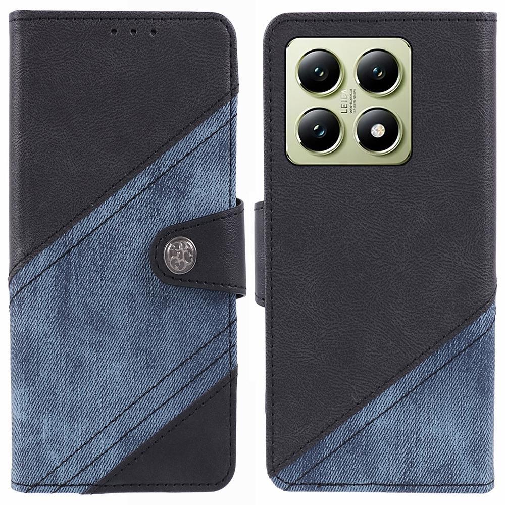 For Xiaomi 14T Pro Case Splicing Texture Leather Phone Cover Viewing Stand