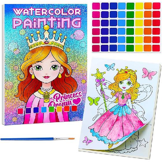 JUNQIU 5Pack Water Color Paint Sets for Kids, Paint With Water Books for Kids Ages 4-8, Pocket Watercolor Painting Book, Arts and Crafts Kit Easter