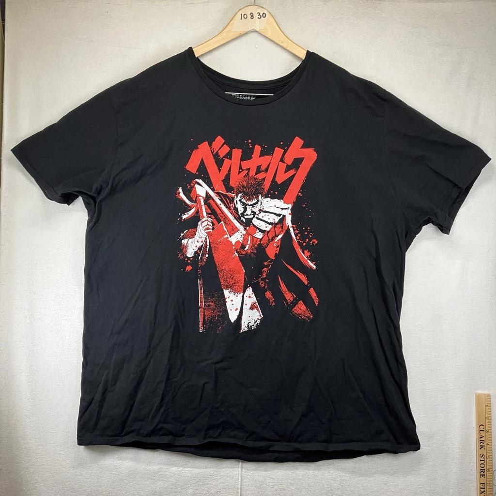 Anime Berserk Kämpfender Guts T-Shirt für Erwachsene Herren Größe 3XL Manga Schwarz Crunchyroll