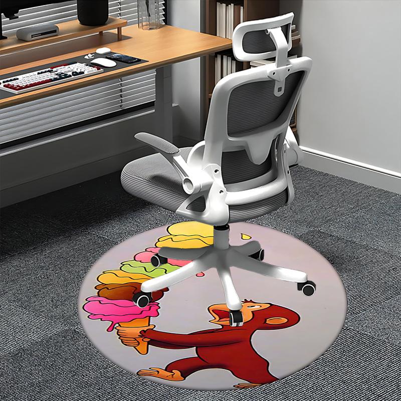 

Curious George,Ice Cream Cone Chair mat Round Rug Office carpet, Non slip, Suitable for Living Rooms, Bedrooms decor.1205305a 80cm by 80cm