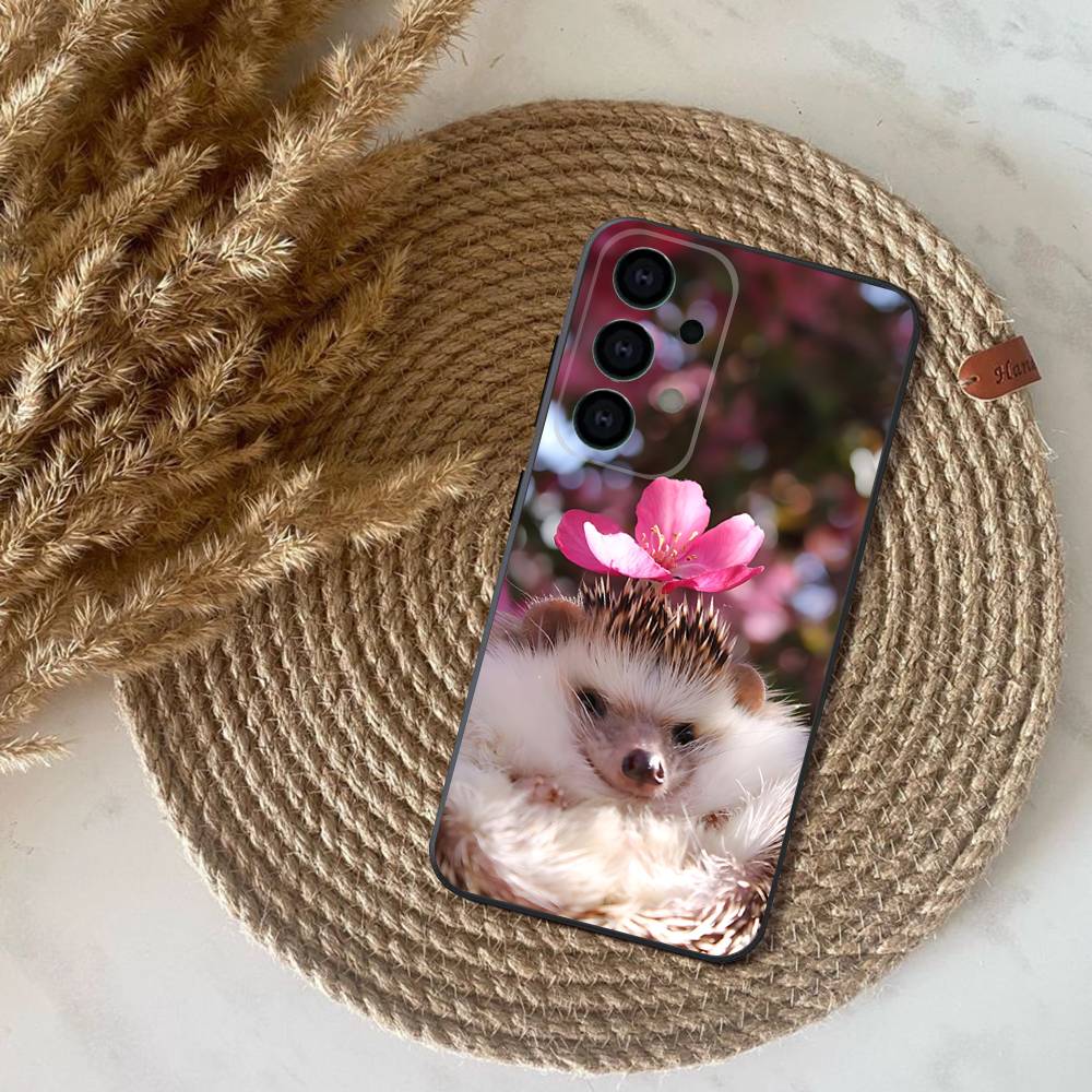 Phone Case For Samsung S25,S24,S21,S22,S23,S30,Ultra,S20,Plus,Fe,Lite,Note,10,9,Cute Animal Hedgehog 5G Black Cover