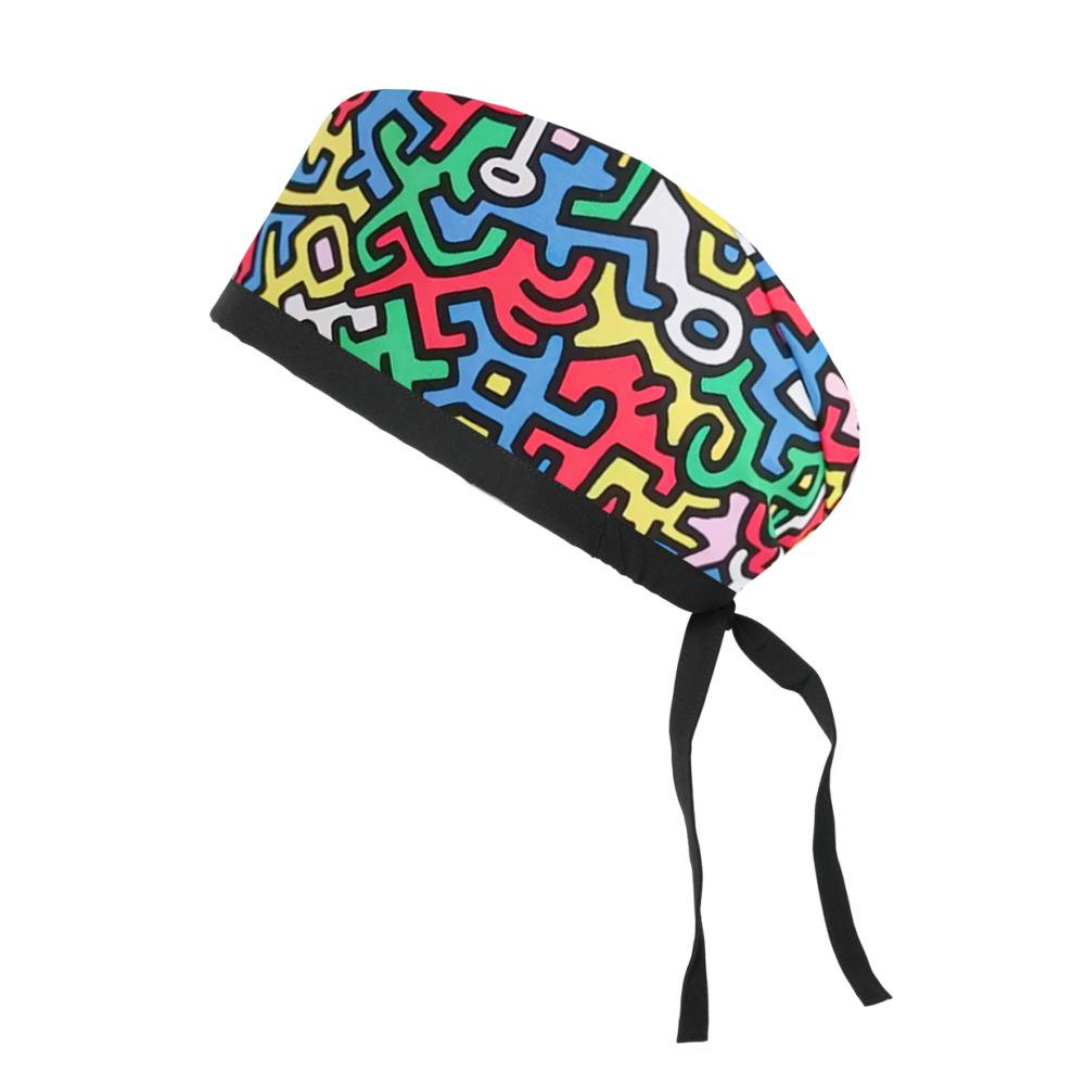 Adjustable Cotton Surgical Cap with Cartoon Print for Women and Men