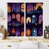 2pcs HD Halloween Night Jack-o '-lantern Castle Decoration Curtains Purple Tie Digital Printed Curtains Home Decoration Style
