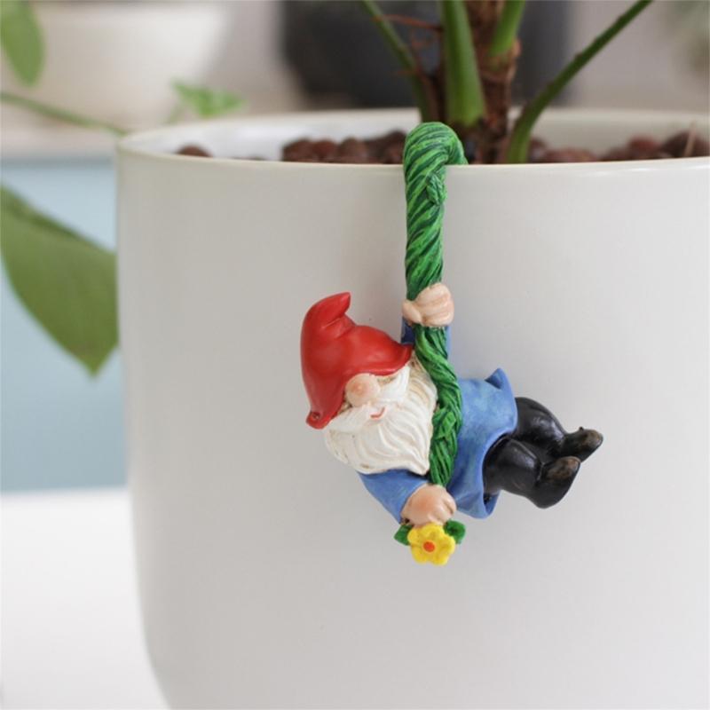 3PCS Flower Pots Ornaments Cartoon Gnome Resin Figurines Decoration Gift Flower Pots Decors for Home School Office