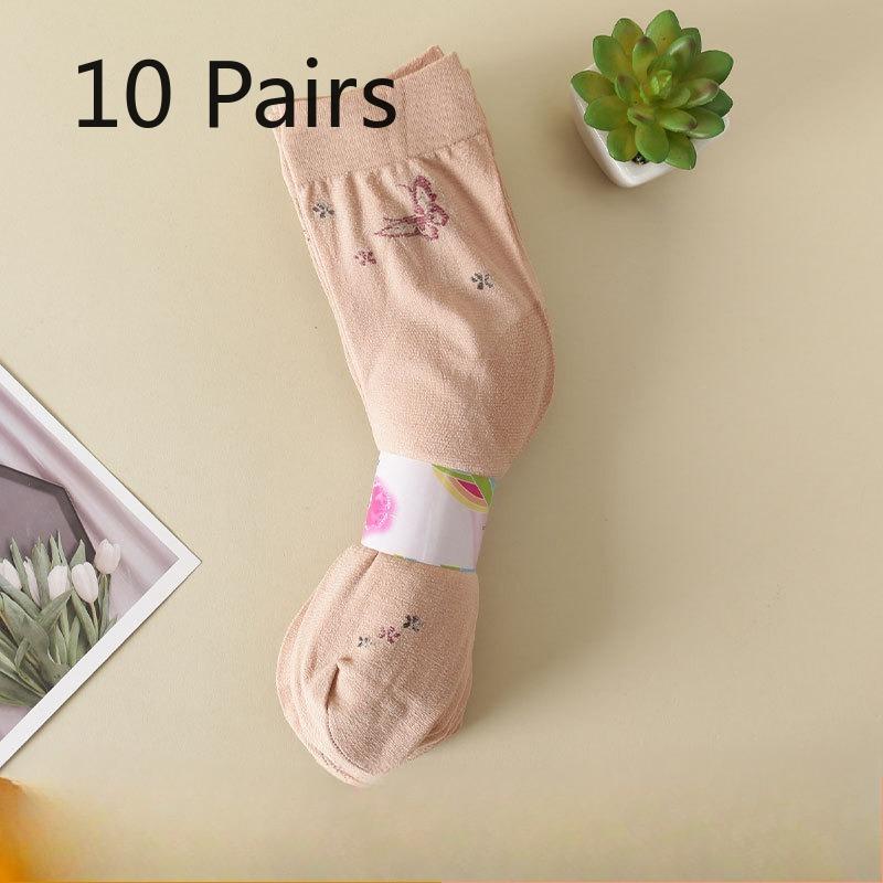 10 Pairs of Thin Short Stockings for Middle-aged and Elderly People, with Loose Joints, Anti-slip, Breathable and Anti-hooking, Followed By Stockings