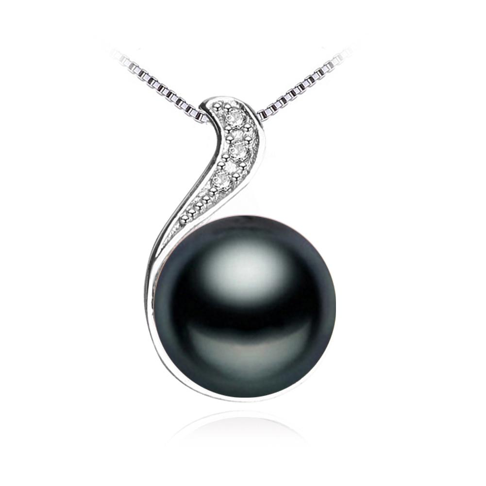 LSOOYH 10-11mm Big Natural Freshwater Pearl Jewelry Pendant Necklace Cubic Zirconia CZ Necklace