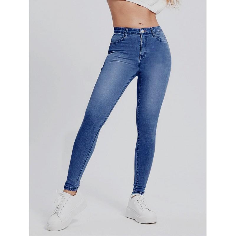 Hohe Taille Stretch Schlanke Passform Damen Denim Jegging Hosen Lässig Täglich