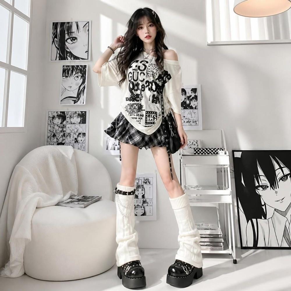 Knee Length Striped Leg Warmers Lolita JK Leg Cover Spicy Girls Flare Leg Socks Gothic